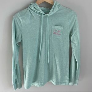 Vineyard Vines| Lightweight Turquoise Green Hooded Long Sleeve Shirt Whale Small